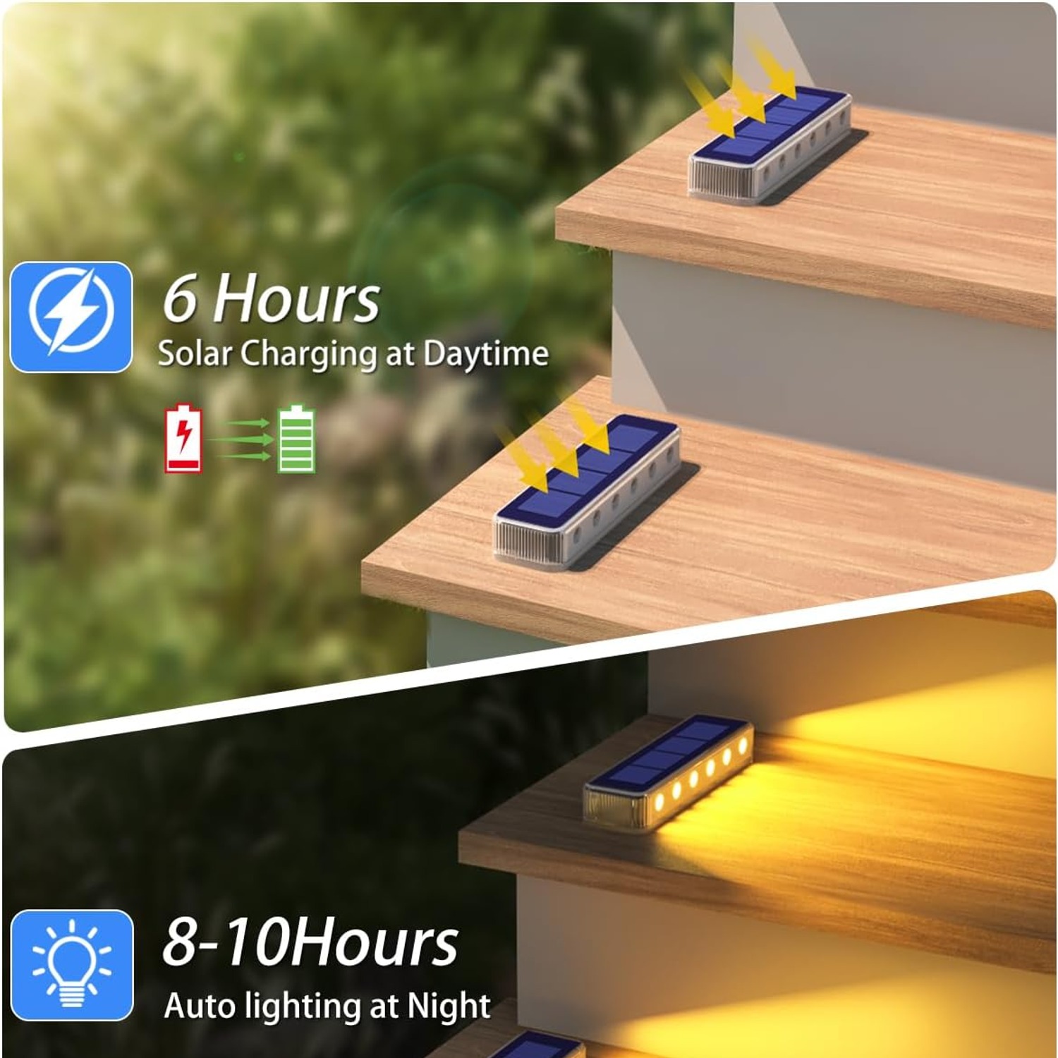 DetarZinLED Warm White Solar Step Lights 4 Pack, detail view