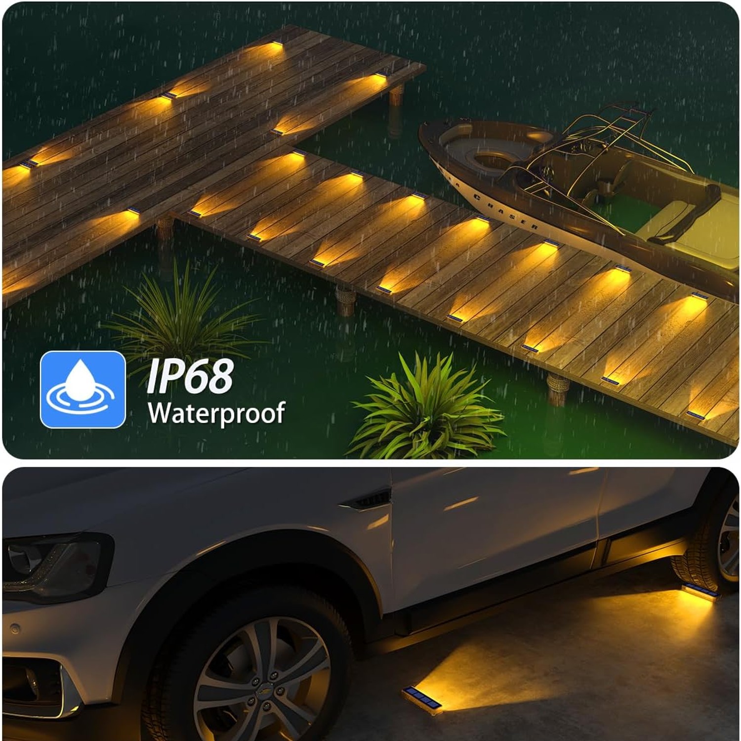 DetarZinLED Warm White Solar Step Lights 4 Pack