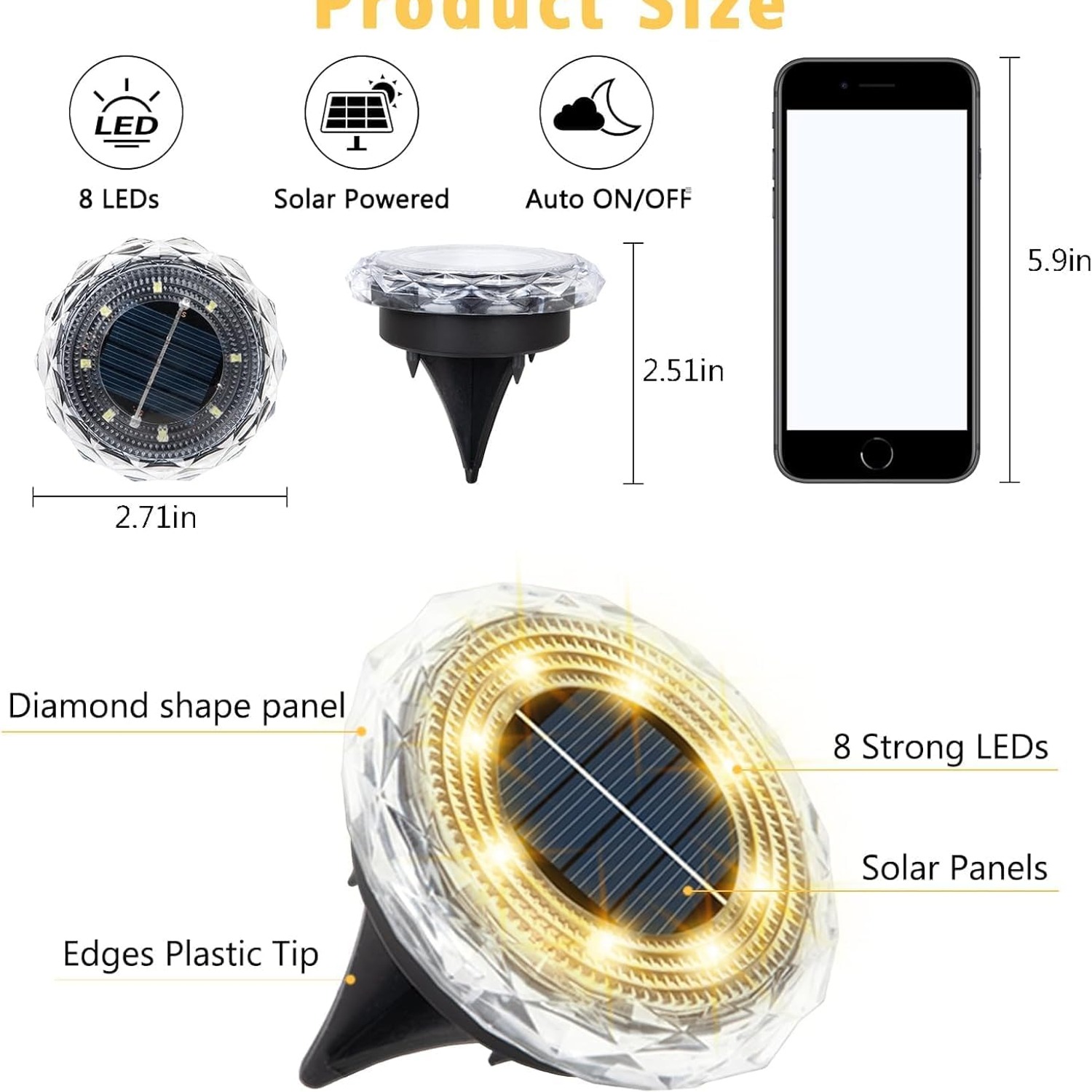 Solar In-Ground Garden Light Set (8 Pack)