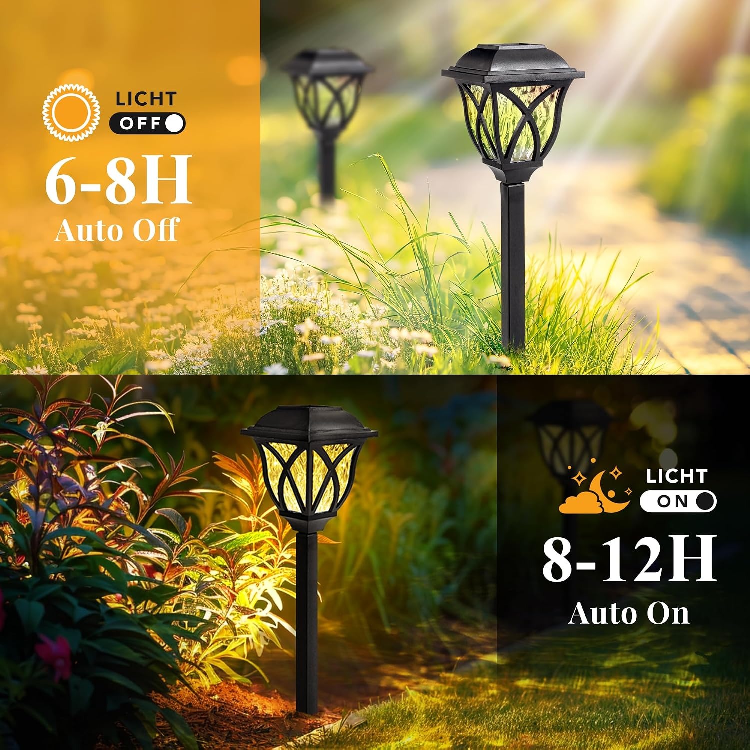 Solar Pathway Lights 6 Pack, Warm White LED Garden Path Lights