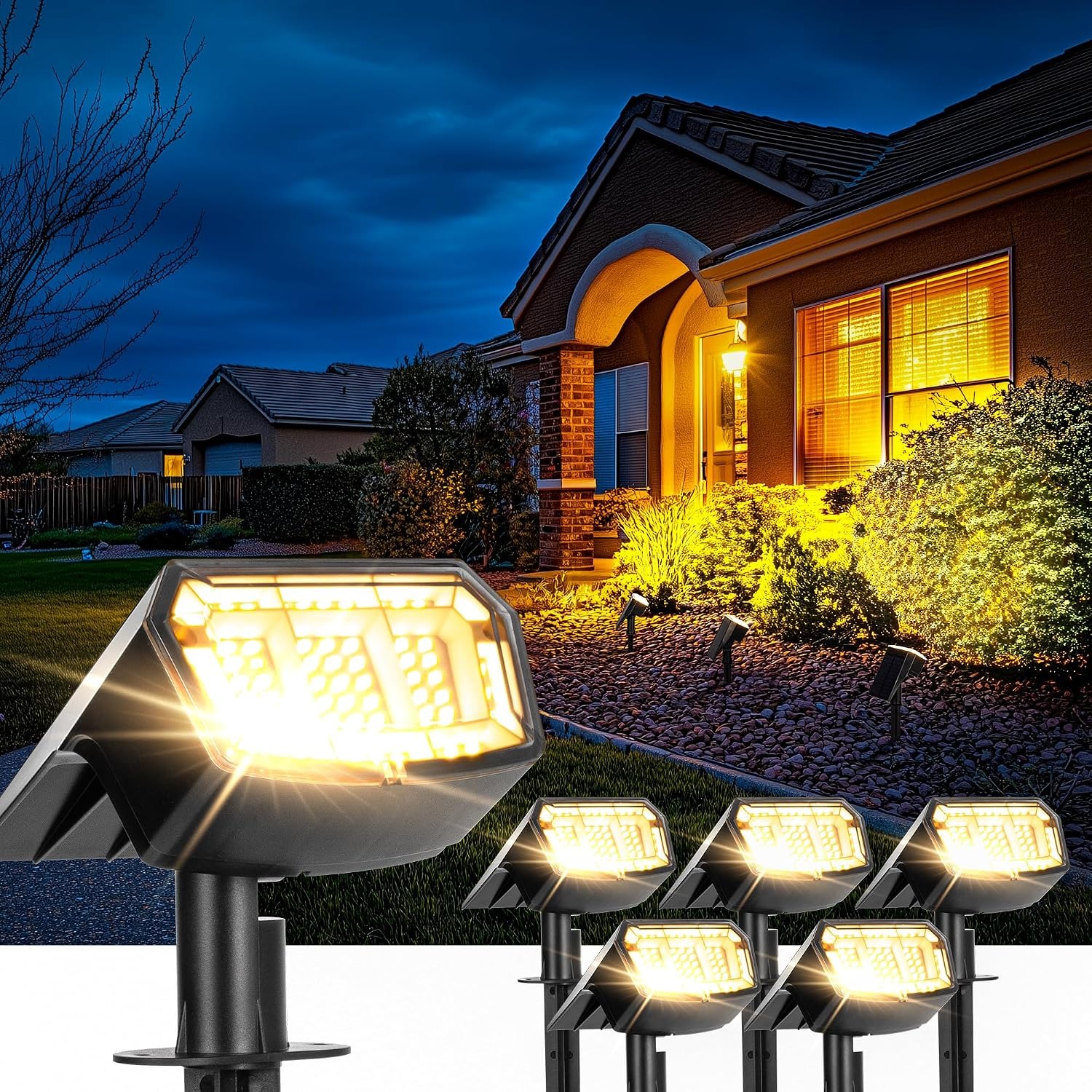 SyncGlow 63-LED Solar Spot Lights 6 Pack