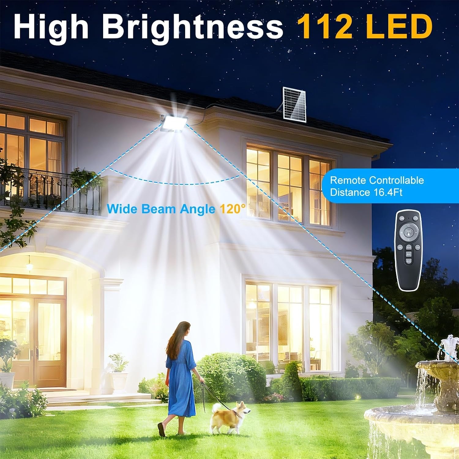BOSITE Solar Flood Light with Remote
