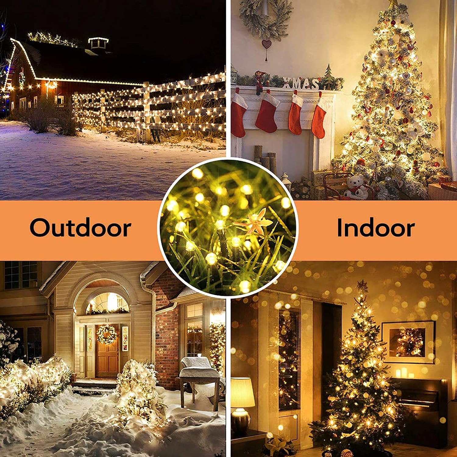 Toodour 200 LED Warm White Solar Fairy String Lights