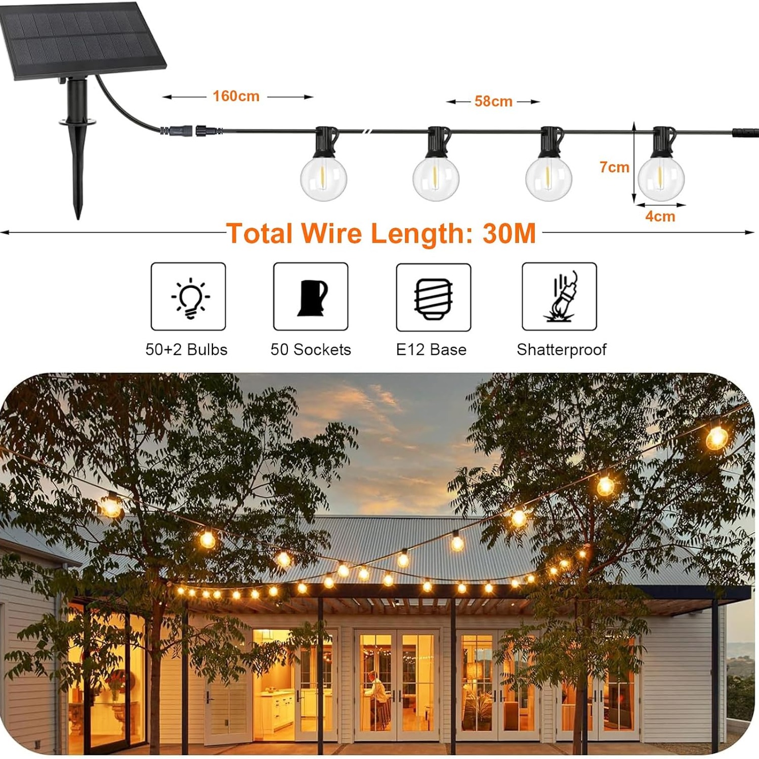 Roccar 30m Solar Festoon Lights: image 4
